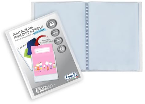 Favorit 400133188 Sichtbuch mit festen Umschlägen und Fronttasche, personalisierbar, für 60 Blätter, A5, transparent