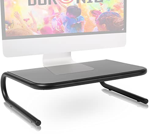 Duronic DM071 Elevador para Pantalla| Superficie de 37.5 x 24 cm | Metal negro | Organizador espacio | Almacenar documentos | Soporte ergonómico para Oficina Escritorio Ordenador Portátil Televisor