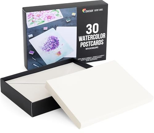 Blank Watercolor Cards with Envelopes NOT FOLDED - 30 Pack : 30 Postcards and 30 Envelopes 5x7 - Watercolor Postcards 300GSM - DIY Thank You Card, Greetings Cards, Christmas, Invitations, Birthday