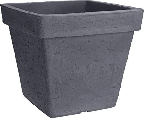 Muddy Hands Stone Effect Plant Pot Indoor Home Outdoor Garden Square Flower Tree Plastic Planter (Grey)