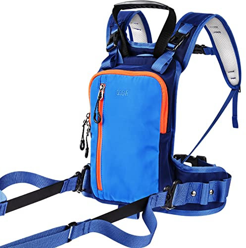 QOGIR Ski und Snowboardgurt f¡§1r Kinder: Sicheres Skifahren Lernen und Ihrem Kind die Geschwindigkeitskontrolle beim Skifahren beibringen, Skigurttrainer mit Mini-Rucksack und einziehbarer Leine