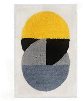 Badezimmerteppich Gelb Schwarz Grau Badematte Flauschig Mikrofaser Badvorleger Rutschfest Duschvorleger Schnelltrocknend Badteppich Waschbar Badmatte Verdicken Badematten & Badteppiche 40x60cm