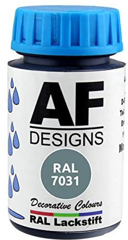 Alex Flittner Designs Vernice per ritocco RAL 7031, colore blu opaco, 50 ml, in legno, metallo, per mobili, bagno, vernice di riparazione