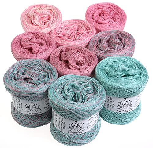 Farbverlaufsgarn Bobbel Candy Box 4Fädig Wolle Strickwolle Häkeln Box (Soft Minze, Mini Box - Gesamt 1140m/300g - 4Fach)