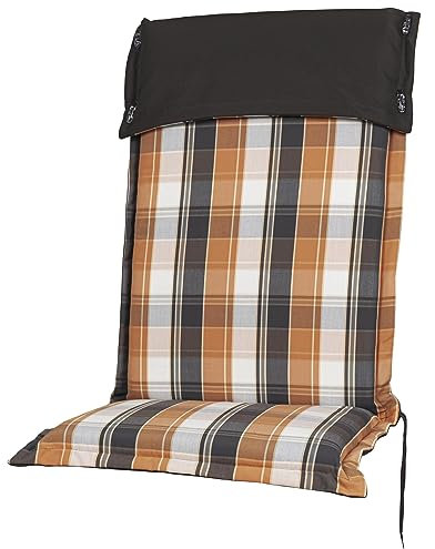 Auflage Hochlehner Georgia 90823-450 orange-weiß-anthrazit kariert 119x53x8 cm mit Reißverschluss Sun Garden