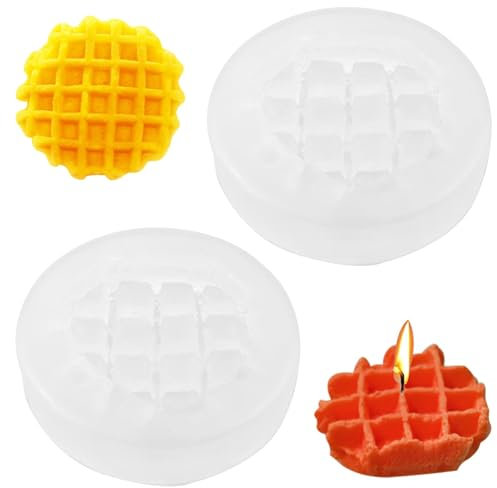 Lot de 2 moules en silicone en forme de gaufres, moules à savon artificiels, moules à bougies, gaufres, moule en silicone fait à la main, pour moulage d'argile, loisirs créatifs, décoration