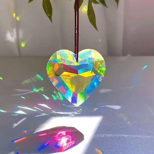 【2 Piece】 30 mm Petit Cristal Attrape Soleil à Suspendre à la Fenêtre, Suncatcher, AB Coating Prismes, Ornement, Créateur d'arc-en-Ciel, Lustre, Pendentif, en Forme de Coeur