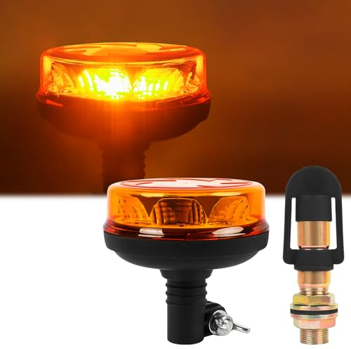 Yinaolan Amber LED Rotating Beacon Light, Flashing Warning Lights with I-Shape Metal Bracket, 12-24V Emergency Strobe Lights for Trucks Vehicles Construction IP67 Waterproof