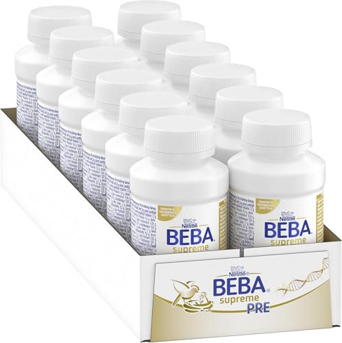 Nestlé BEBA SUPREME PRE Anfangsmilch trinkfertig, von Geburt an, nur Laktose, ohne Palmöl, 12er Pack (12 x 200ml)