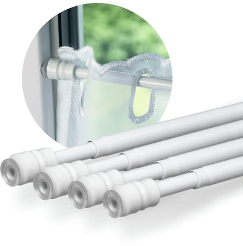 Rollina Asta di serraggio per tende senza foratura, colore bianco, con cuscinetto in gomma, forte tensione grazie al meccanismo di rotazione, asta per tenda (40-60 cm)