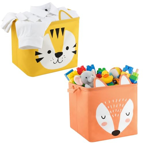 Ziyonix 12.6 Laudry Hamper con Maniglia, Canvas Fabric Lightweight Cesta Portabiancheria, Cesto Giochi Bambini, Pieghevole Rotondo Storage Basket per Camera da Letto 2 Pezzi