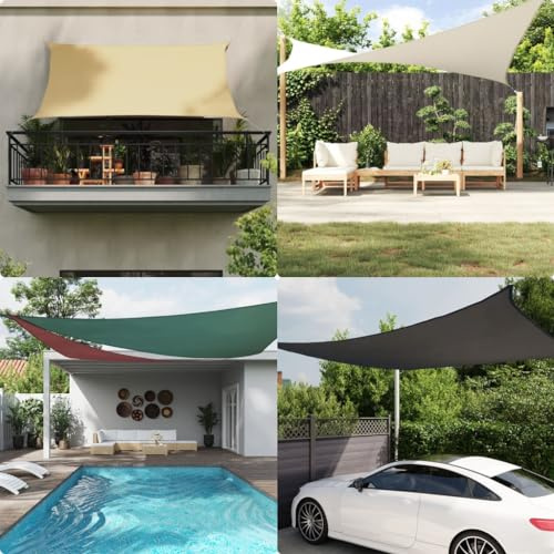 Marquise Porte d'entree,Voile de Parasol Tissu Oxford rectangulaire 2,5x4 m Noir pour Patio, Jardin, Terrasse, Extérieur, Balcon