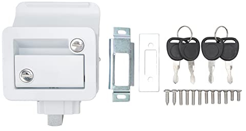 RV Door Lock Serratura per e Rimorchi, Nylon e Acciaio Zincato, Resistente e Facile da Installare - Sicurezza Affidabile e Protezione per Viaggi e Furgoni (Bianca)