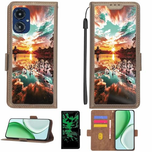 Aroepurt fodral kompatibelt med Cricket U656Ac telefonfodral flipskydd [med härdat glas skärmskydd] [RFID-blockering] [ljuseffekt] LPT-FJ