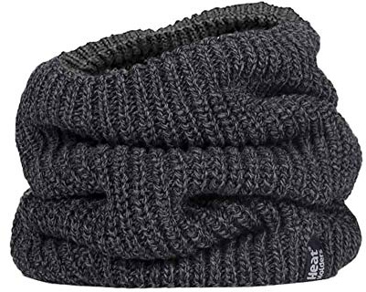 HEAT HOLDERS - Mens Thick Winter Warm Fleece Lined Chunky Knit Thermal Neck Warmer (One Size, Charcoal (Larvic))