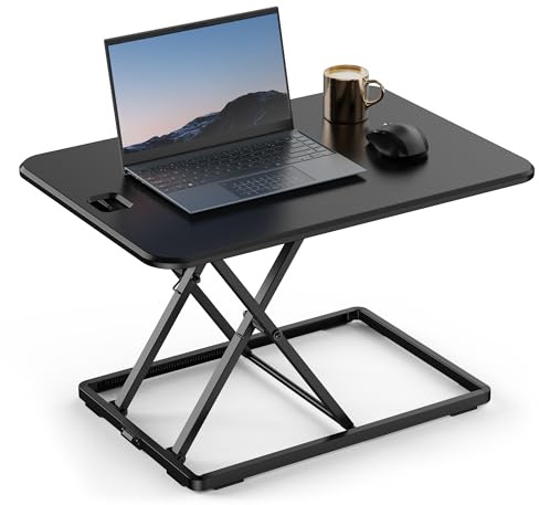 VonHaus Standing Desk Converter, Height Adjustable X-Frame Computer Workstation, Sit Stand Desk Riser w/Five Height Settings & 8kg Capacity, 67x47cm