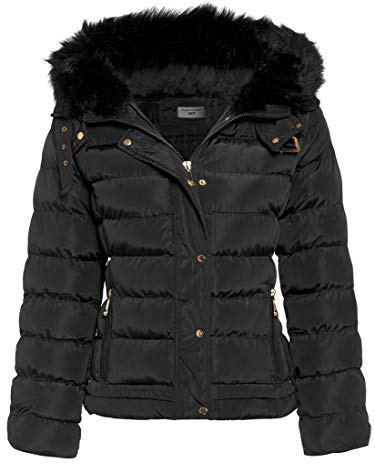 SS7 Women's Padded Winter Jacket, Sizes 8 to 16 (UK - 14, Black)