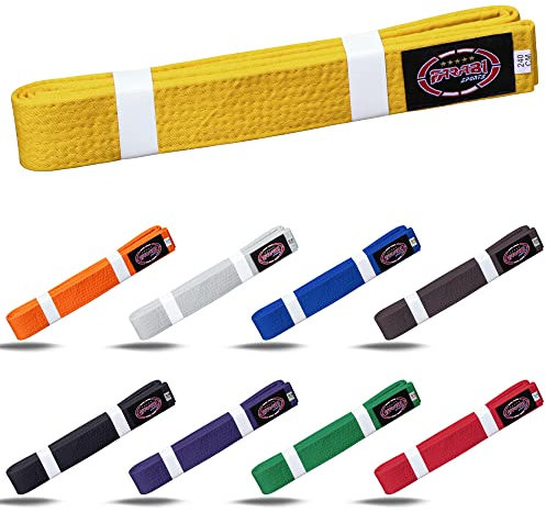 Farabi Sports Karate Gürtel Mehrere Farben Karate Gürtel Judo Karate BJJ Kampfsport Taekwondo Gürtel (260-cm, Yellow)