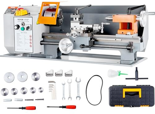 VEVOR Torno de Metal de Precisión 7 x 14 Mesa de Torno de Metal 500 W Velocidad Variable Continua 0-2200 rpm Motor de Cepillo de Metal Caja de Herramientas para Mecanizado de Piezas de Precisión