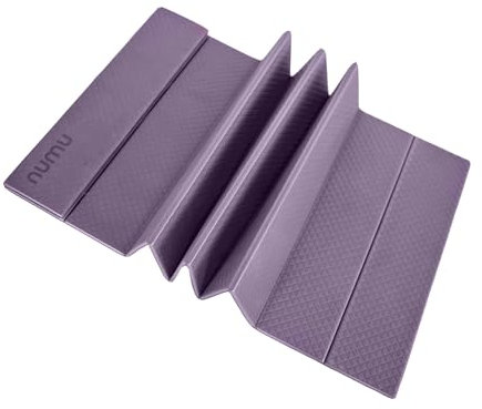 Numu Faltbare Yogamatte mit Yoga-Trageriemen, rutschfest, leicht und tragbar, 0,6 cm dick, ideal für einfache Lagerung und Reisen, Violett
