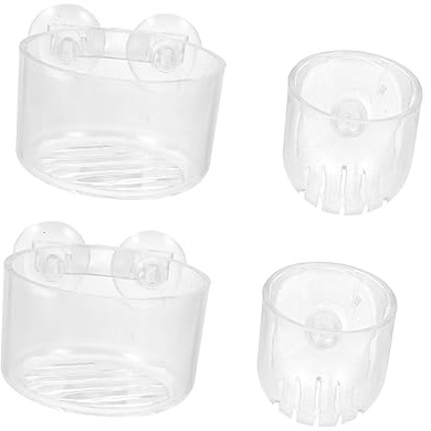 Ipetboom 12pcs Acrylic Fish Tank Feeding Bowls Dishes Cups for Easy Installation Fish Food Feeder for Aquariums Compact Design for Various Tank
