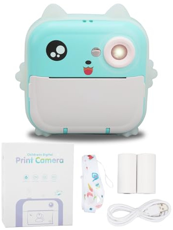 Kids Camera Instant Print, 24MP 1080P Multizoom Termisk Digitalkamera, Bärbar 12-tums Miniutskriftskamera för 4 5 6 7 8 9-åriga Pojkar (Blå)