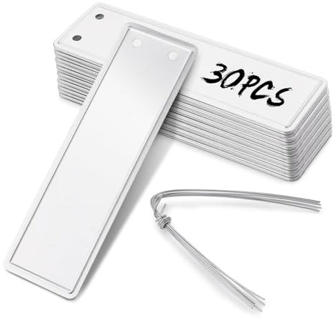 Lot de 30 étiquettes pour plantes en aluminium - Résistantes aux intempéries - Avec fil métallique - Double face - Pour étiqueter les plantes - Pour l'extérieur et le jardin