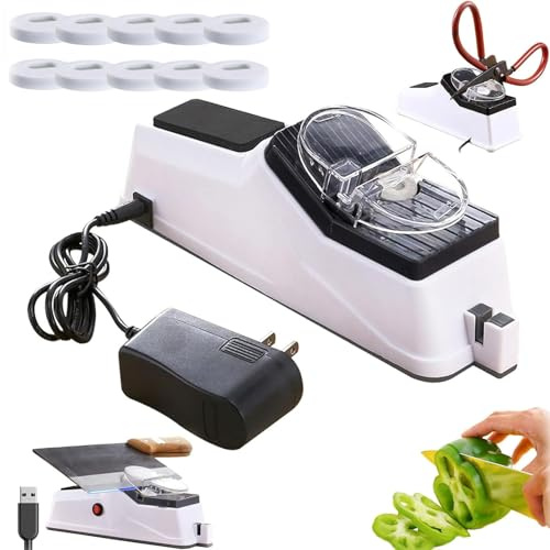 Surudoisharp Pro Electric Knife Sharpener, Surudoisharp Sharpener with 10 Sharpening Discs & Protective Cover, Electric Knife Sharpener for All Knives (1pcs)