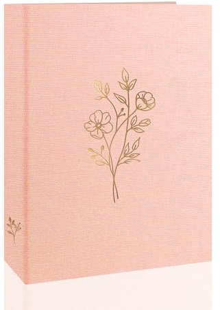 Holoary 5x7 Photo Album 100 Photos, 100 Pockets Picture Album, Linen Fabric Cover Big Picture Book for Photos, Photo Album 5x7 for Family Weddings Travel Memories(Pink)