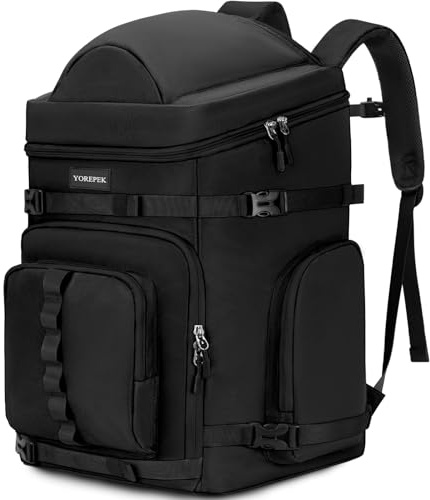 YOREPEK Skischuhtasche mit Helmfach und Rucksackgurten, Schlittschuhtasche mit Kratzfestes Brillenfach, 65L Groß Skitasche Hat 8 Separate Fächer, Skischuhtaschen für Skier und Snowboards
