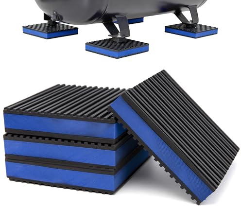 4-Pack Anti Vibration Pads, 4x4x7/8 Inch, EVA Rubber Isolation Mats, Heavy Duty Vibration Isolation Pads for Air Compressos, Conditioner, Treadmill, HVAC Washer Dryer