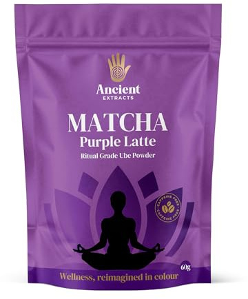 Ancient Extracts Matcha Purple Latte, Ritual Grade Ube Powder, Caffeine Free, Natural, Vegan, 60g