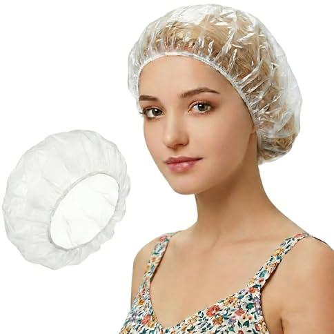 50 gorros de ducha desechables, extragrandes, 48,9 cm, impermeables, para mujeres y hombres, protección para baño, peluquería, spa, hogar y viajes, más grande que las capuchas estándar con 40 cm de