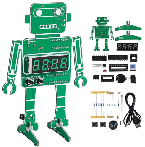 DIY Soldering Kit Robot Digital Clock, 4-Digit LED Electronic Clock Project