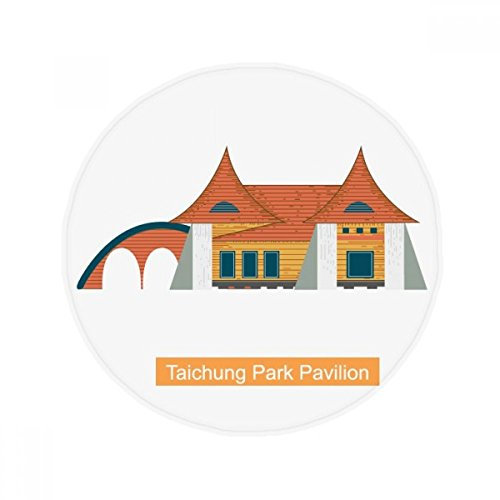 DIYthinker Taiwan Attractions Taichung Park Pavilion Anti-Slip Floor Pet Mat Round Bathroom Living Room Kitchen Door 60/50Cm Gift 50X50Cm