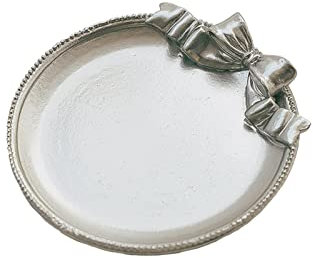 51buyoutgo Vassoio Portacandele Candele Rotonda Piccolo Grigio Argento, Piatto per Candele, Vassoio Decorativo di Immagazzinaggio Organizzatore Del Vassoio Argento Rotondo per Gioielli, Trucco, 10cm