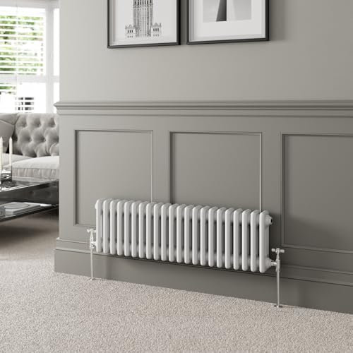 DuraTherm® 300 x 1010mm White Traditional Horizontal Designer Radiator Triple Column Colosseum Cast Iron Style Central Heating Panel Radiators Rad