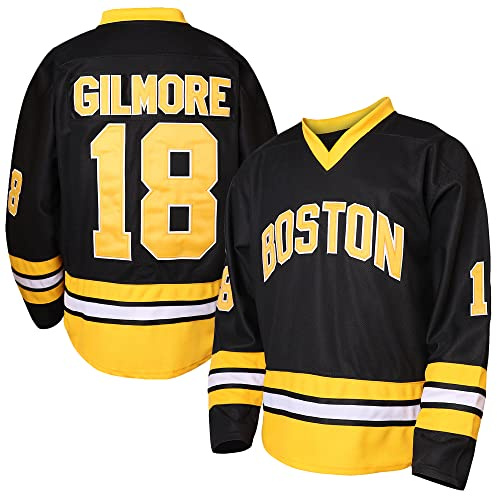 18 Happy Gilmore Hockey Jersey for Men,Boston Adam Sandler 1996 Movie Ice Hockey Jersey Black S-3XL (18 Black,XX-Large)