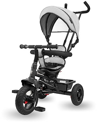 HyperMotion Dreirad ab 1 Jahr mit Schubstange - 3-in-1 Kinderfahrzeug für 1-4 Jahre, bis 20 kg - mit höhenverstellbarem Elterngriff und Schiebelenker, Grau