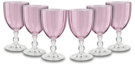 Peill+Putzler Germany 6er Set Weißweinkelche rosa, 240ml Volumen, aus hochwertigem Kristallglas, sehr pflegeleicht da Spühlmaschinengeeignet, Glanzstücke für jede Gelegenheit