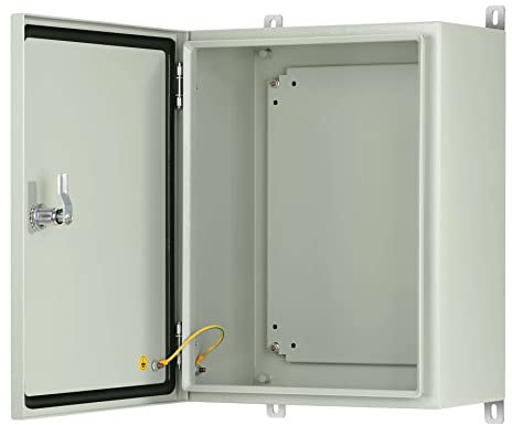 KWONONG Metal Enclosure, IP65 Waterproof Electrical Box for Indoor and Outdoor Projects, Includes Mounting Plate and Wall Bracket 450×350×200mm (18×14×8)