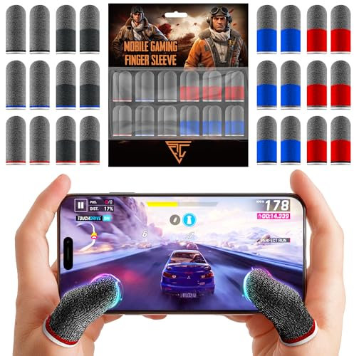Empire Finger Sleeves for Gaming - Pack of 24 Anti Sweat, Anti Dryness, Breathable & Sensitive Finger Gloves - Silver Fibber Thumb Sleeves Gaming Mobile (Multi-Colour)