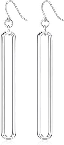 Adramata Damen Ohrringe Silber 925 Hängend Geometrische Glieder Lange 18K Vergoldete Ohrhänger Statement Gold Silber Geschenke für Frauen