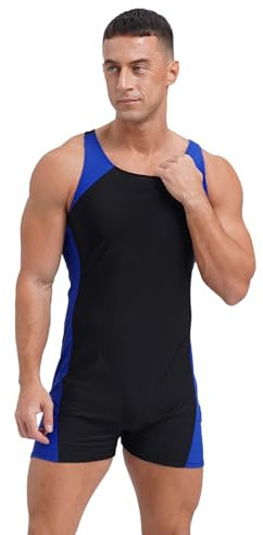 iEFiEL Herren ärmellose Badeanzug Einteiler Schwimmanzug Kurz Bademode Schutzkleidung Sommer Wassersport Ganzanzug Navy blau 3XL