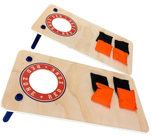 Cornhole Mini-Set – Red Zone Style – ACL Qualität – 60x30 cm – Offiziell von Wicked Wood – Inkl. 2 Boards & 8 Säcke – Leicht & Kompakt