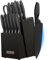 ougist 15 Pcs Chef Knife Set with Block, Built in Sharpener, Kitchen Knives for Chopping, Slicing, Dicing&Cutting, Dishwasher Safe. (Black)