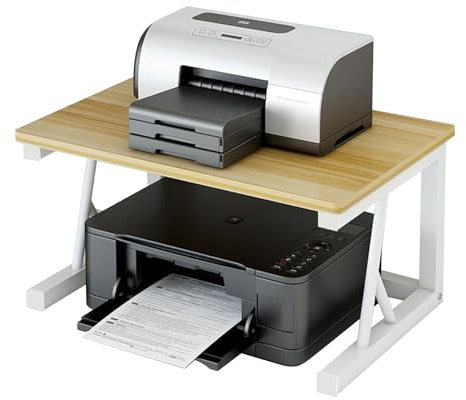 Soporte para impresora de escritorio, mesa pequeña para impresora, 2 niveles, moderno, simplicidad, organizador de escritorio para máquina de fax, escáner, libros, oficina en casa, escuela