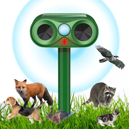 2025 Upgrade Katzenschreck Ultraschall, Katzenabwehr Solar Tiervertreiber, PIR Bewegungssensor, Katzenschreck für Gärten, Innenhöfe und Terrassen, Wirksam gegen Katzen, Hunde, Vöel, Mäse, Marder