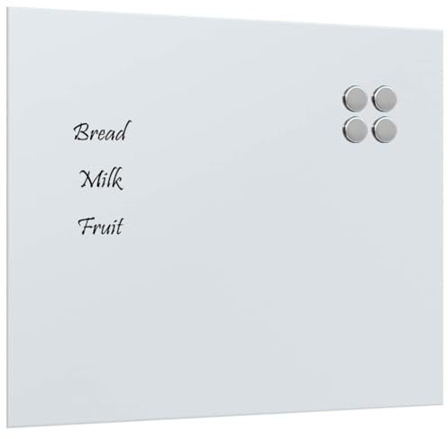 vidaXL Magnettafel Wandmontage Weiß 60x50 cm Hartglas, Glastafel, Wand Magnettafel, magnetische Kreidetafel, magnetische Tafel, Schreibtafel