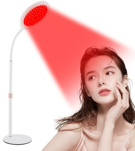 Lámpara luz roja, terapia de infrarrojos,terapia de luz roja 660 nm LED roja, Fisioterapia de luz Circulación con temporizador y regulador de temperatura, lámpara de belleza 2 en 1